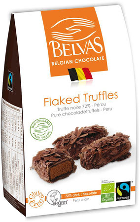 Belgijskie czekoladki trufle gorzka czekolada 72 % fair trade bezglutenowe BIO 100 g